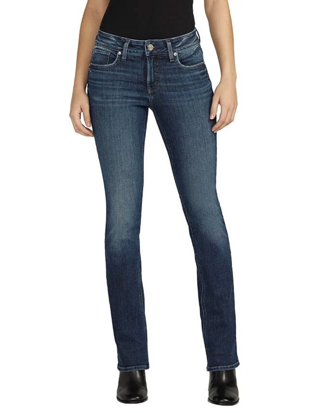 Silver Jeans Elyse Slim Bootcut Jeans Dark Wash Tall 33” Inseam 28